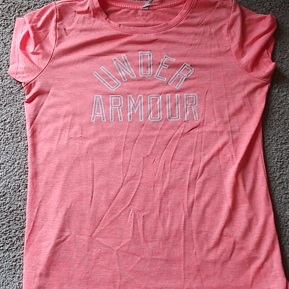 Orange under armor shirt heat gear